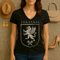 Tartaria Tartarian Empire Griffin, Tartary Family Crest Women's V-Neck T-Shirt