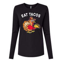 Thanksgiving Turkey Eat Tacos Mexican Womens Cotton Relaxed Long Sleeve T-Shirt