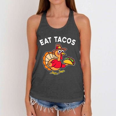 Thanksgiving Turkey Eat Tacos Mexican Women's Knotted Racerback Tank