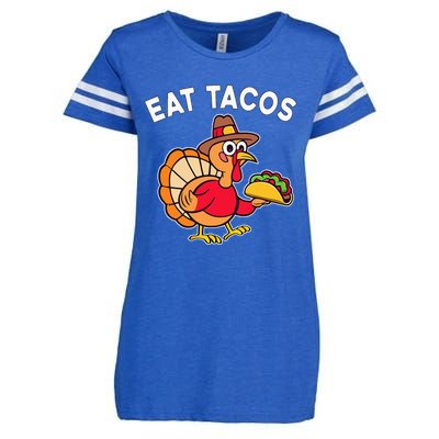 Thanksgiving Turkey Eat Tacos Mexican Enza Ladies Jersey Football T-Shirt