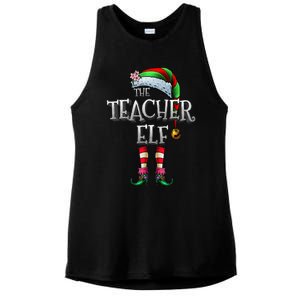 The Teacher Elf  Matching Family Funny Christmas Elf Ladies PosiCharge Tri-Blend Wicking Tank