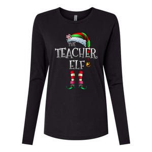 The Teacher Elf  Matching Family Funny Christmas Elf Womens Cotton Relaxed Long Sleeve T-Shirt