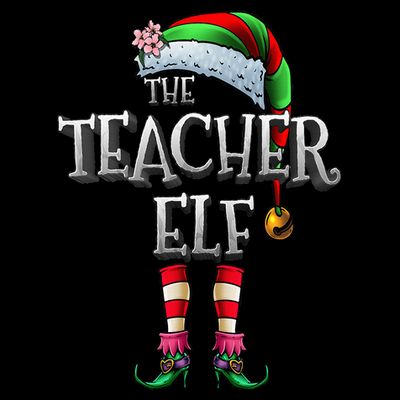 The Teacher Elf  Matching Family Funny Christmas Elf T-Shirt