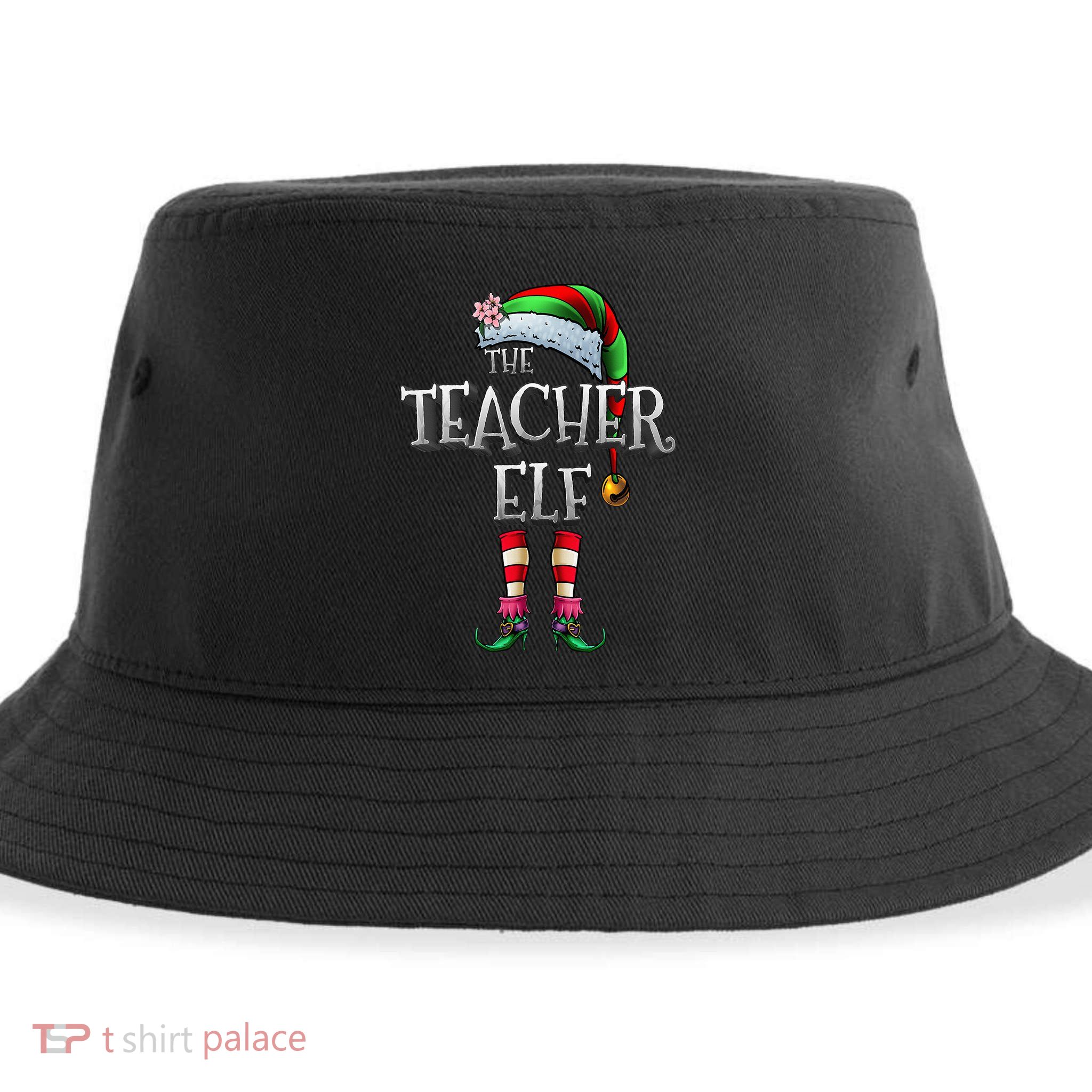 The Teacher Elf  Matching Family Funny Christmas Elf Sustainable Bucket Hat