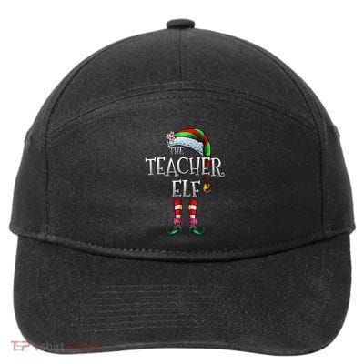 The Teacher Elf  Matching Family Funny Christmas Elf 7-Panel Snapback Hat