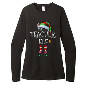 The Teacher Elf  Matching Family Funny Christmas Elf Womens CVC Long Sleeve Shirt