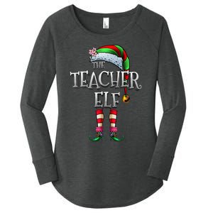 The Teacher Elf  Matching Family Funny Christmas Elf Women's Perfect Tri Tunic Long Sleeve Shirt