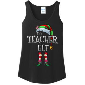 The Teacher Elf  Matching Family Funny Christmas Elf Ladies Essential Tank