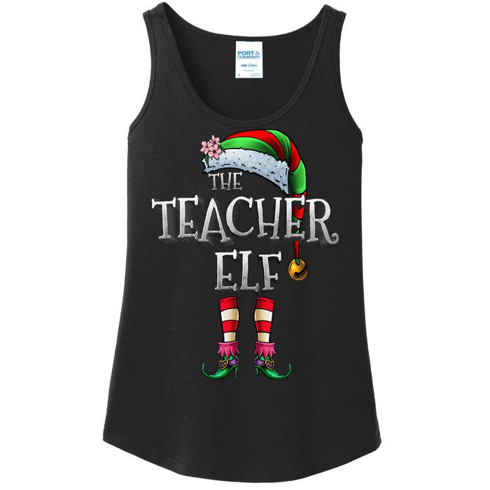 The Teacher Elf  Matching Family Funny Christmas Elf Ladies Essential Tank