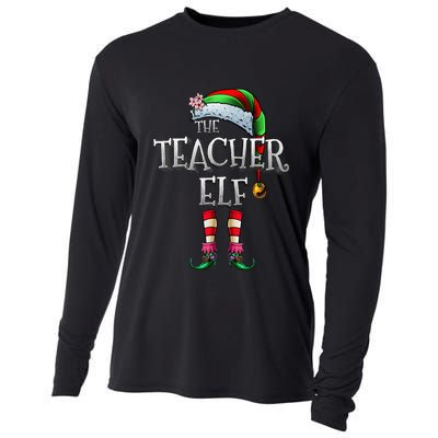 The Teacher Elf  Matching Family Funny Christmas Elf Cooling Performance Long Sleeve Crew