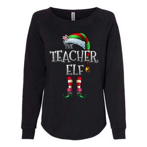 The Teacher Elf  Matching Family Funny Christmas Elf Womens California Wash Sweatshirt