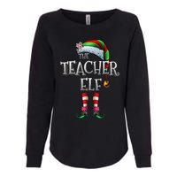 The Teacher Elf  Matching Family Funny Christmas Elf Womens California Wash Sweatshirt