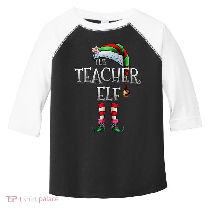 The Teacher Elf  Matching Family Funny Christmas Elf Toddler Fine Jersey T-Shirt