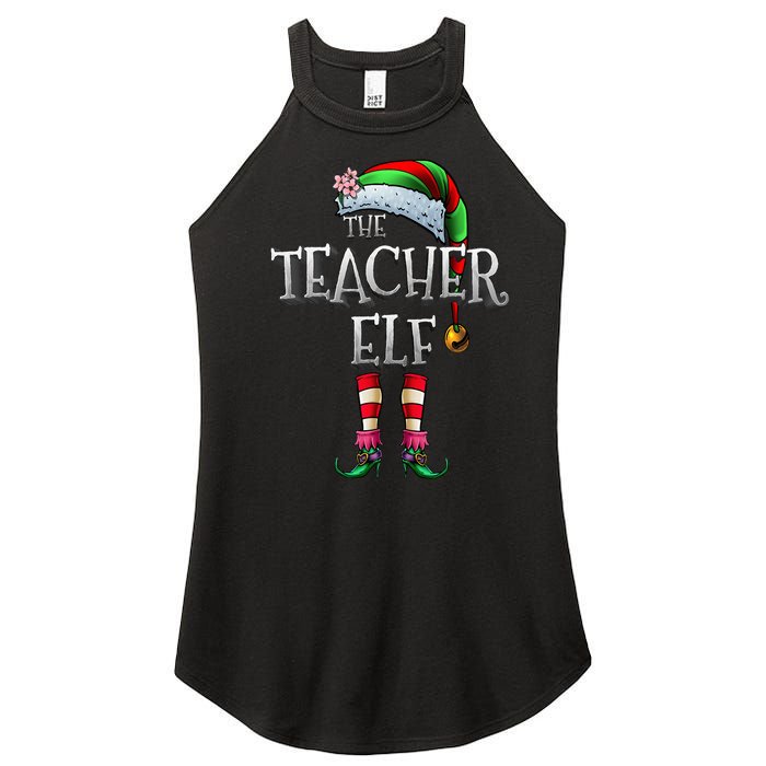 The Teacher Elf  Matching Family Funny Christmas Elf Women's Perfect Tri Rocker Tank