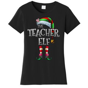 The Teacher Elf  Matching Family Funny Christmas Elf Women's T-Shirt