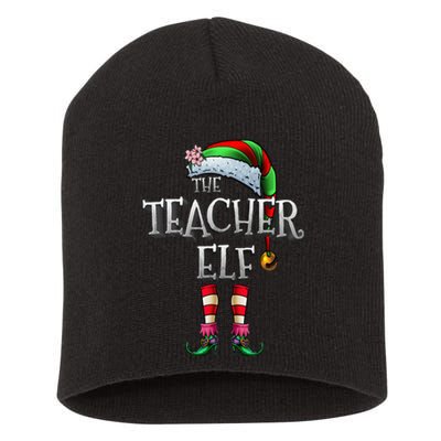 The Teacher Elf  Matching Family Funny Christmas Elf Short Acrylic Beanie