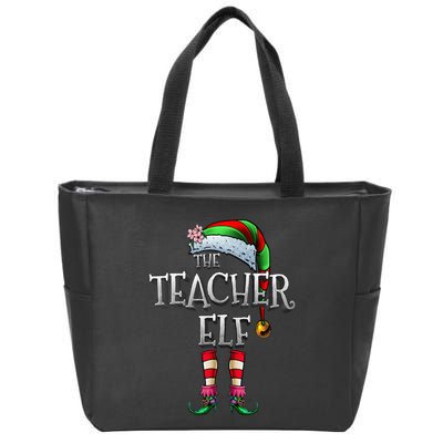 The Teacher Elf  Matching Family Funny Christmas Elf Zip Tote Bag