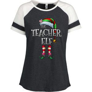 The Teacher Elf  Matching Family Funny Christmas Elf Enza Ladies Jersey Colorblock Tee