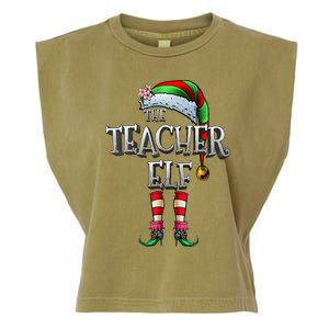 The Teacher Elf  Matching Family Funny Christmas Elf Garment-Dyed Women's Muscle Tee