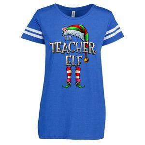 The Teacher Elf  Matching Family Funny Christmas Elf Enza Ladies Jersey Football T-Shirt