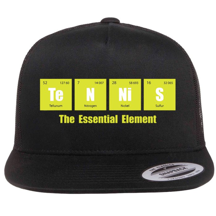 Tennis The Essential Element Tournament Sports Lover Flat Bill Trucker Hat