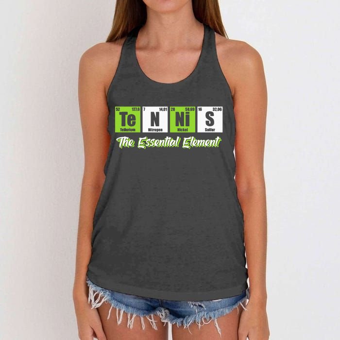 Tennis The Essential Element Funny Love Tennis Women's Knotted Racerback Tank