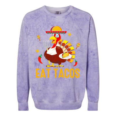 Thanksgiving Turkey Eat Tacos Funny Boys Turkey Colorblast Crewneck Sweatshirt