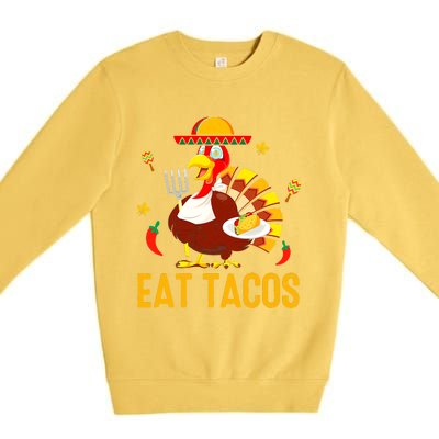 Thanksgiving Turkey Eat Tacos Funny Boys Turkey Premium Crewneck Sweatshirt