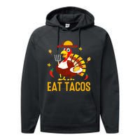 Thanksgiving Turkey Eat Tacos Funny Boys Turkey Performance Fleece Hoodie