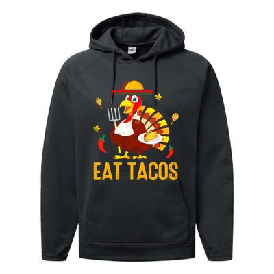 Thanksgiving Turkey Eat Tacos Funny Boys Turkey Performance Fleece Hoodie