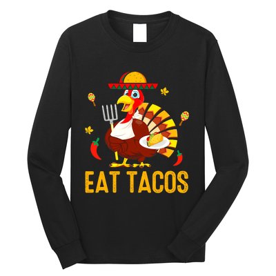 Thanksgiving Turkey Eat Tacos Funny Boys Turkey Long Sleeve Shirt