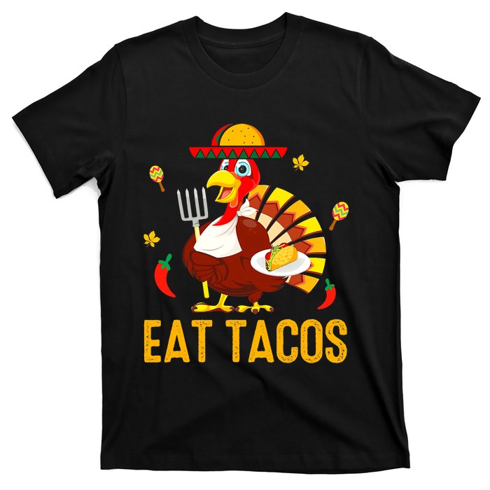 Thanksgiving Turkey Eat Tacos Funny Boys Turkey T-Shirt