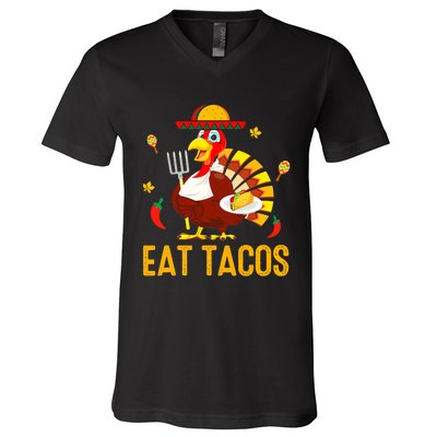 Thanksgiving Turkey Eat Tacos Funny Boys Turkey V-Neck T-Shirt