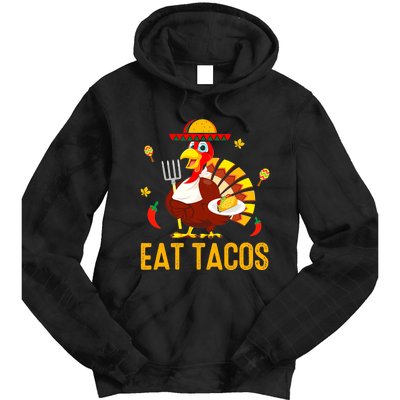 Thanksgiving Turkey Eat Tacos Funny Boys Turkey Tie Dye Hoodie