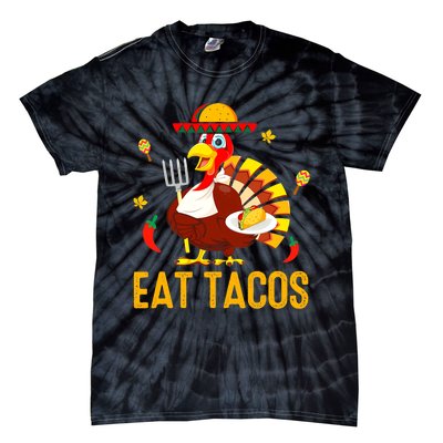 Thanksgiving Turkey Eat Tacos Funny Boys Turkey Tie-Dye T-Shirt