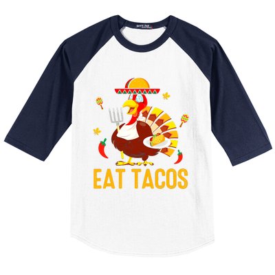 Thanksgiving Turkey Eat Tacos Funny Boys Turkey Baseball Sleeve Shirt