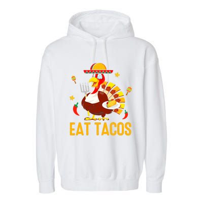 Thanksgiving Turkey Eat Tacos Funny Boys Turkey Garment-Dyed Fleece Hoodie