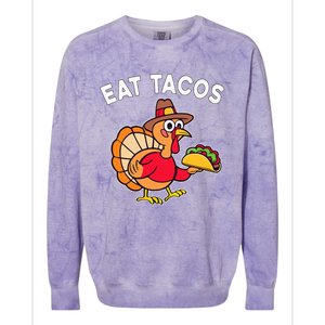 Thanksgiving Turkey Eat Tacos Mexican Thanksgiving Fun Colorblast Crewneck Sweatshirt