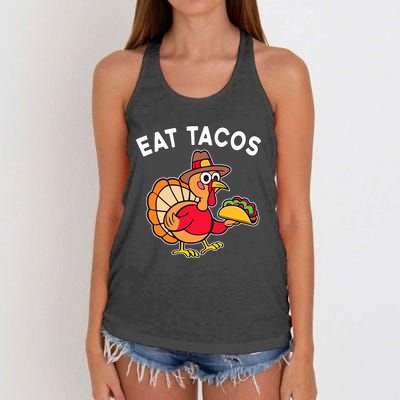 Thanksgiving Turkey Eat Tacos Mexican Thanksgiving Fun Women's Knotted Racerback Tank