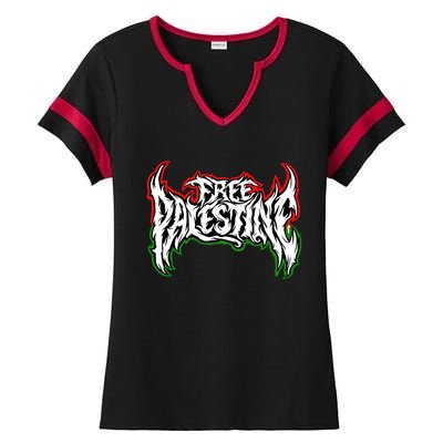 Til The End Free Palestine Ladies Halftime Notch Neck Tee