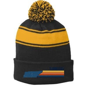 Retro Vintage Tennessee Stripe Pom Pom Beanie