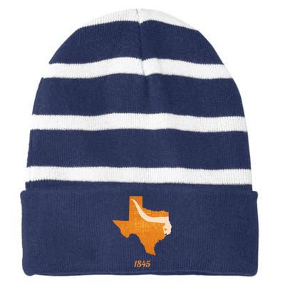 Texas Striped Beanie with Solid Band