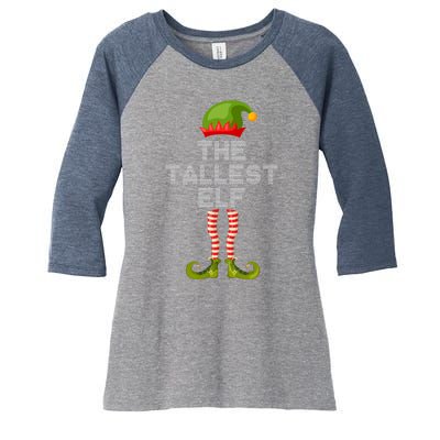 The Tallest Elf Funny Matching Christmas Women's Tri-Blend 3/4-Sleeve Raglan Shirt