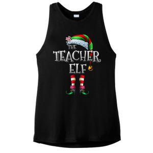 The Teacher Elf  Matching Family Funny Xmas Ladies PosiCharge Tri-Blend Wicking Tank