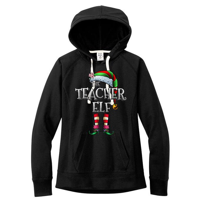 The Teacher Elf  Matching Family Funny Xmas Women's Fleece Hoodie