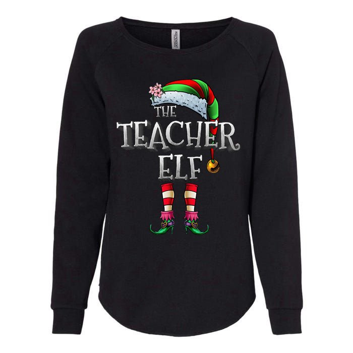 The Teacher Elf  Matching Family Funny Xmas Womens California Wash Sweatshirt