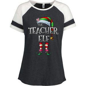 The Teacher Elf  Matching Family Funny Xmas Enza Ladies Jersey Colorblock Tee