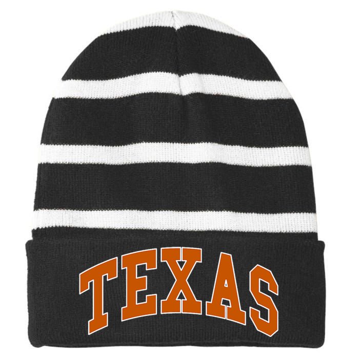 Texas Striped Beanie with Solid Band