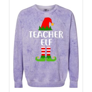 The Teacher Elf Colorblast Crewneck Sweatshirt