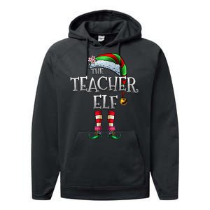 The Teacher Elf Matching Family Funny Christmas Elf Performance Fleece Hoodie